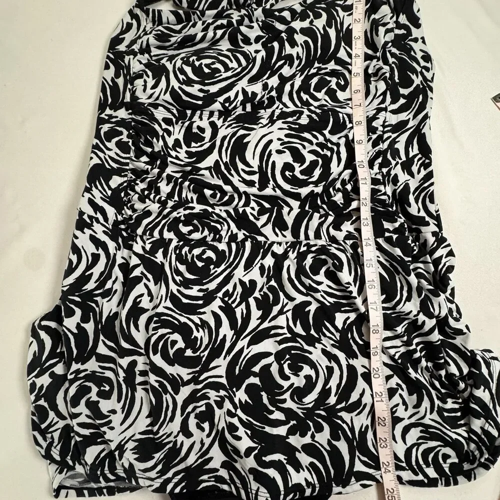 Catalina Swim Dress 3X 22W-24W Black White Floral Plus Size One Piece Skirt